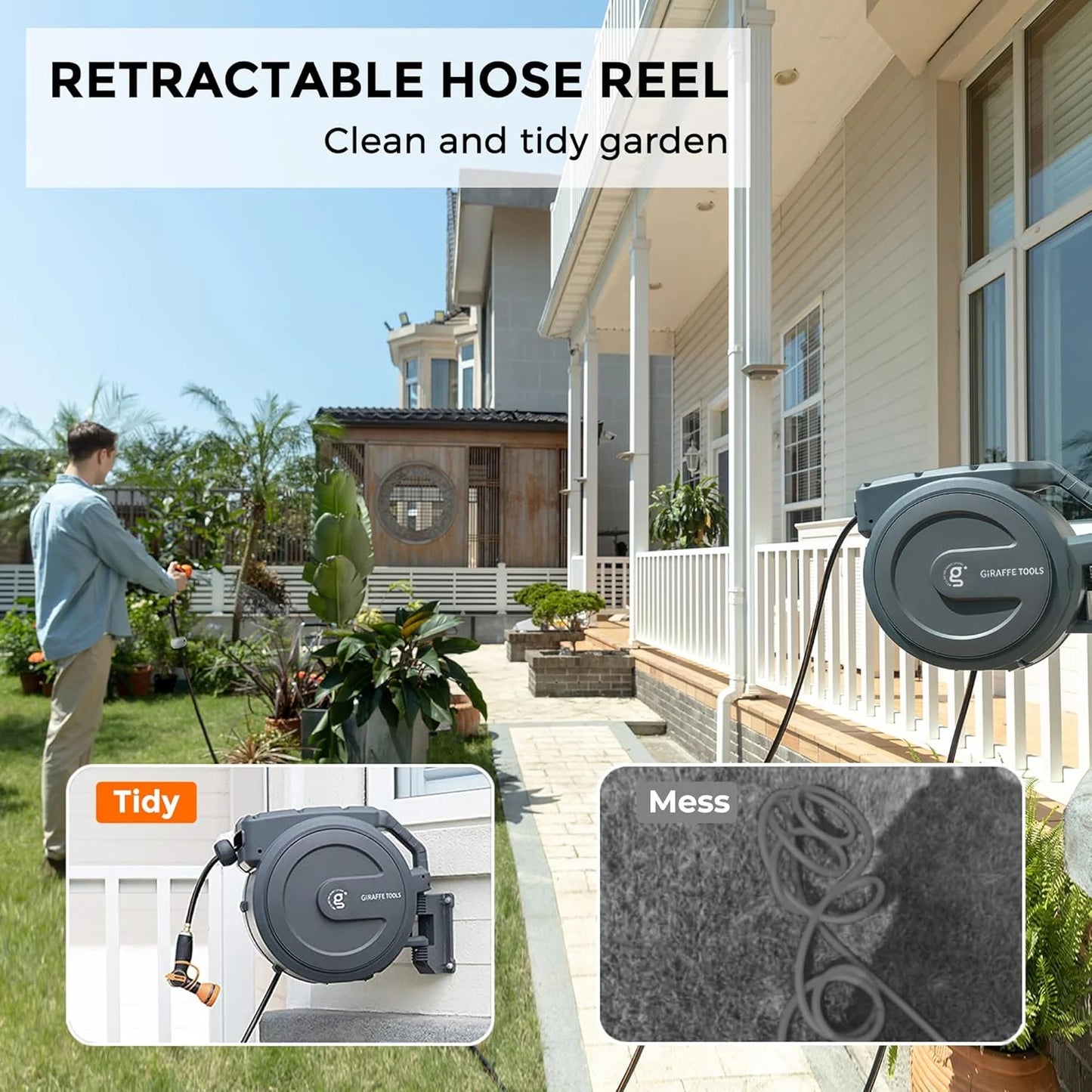 Collapsible Garden Hose Reel Matte Black